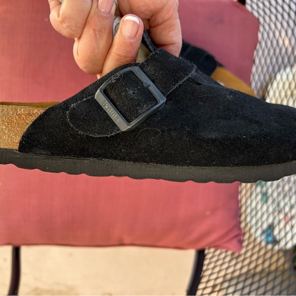 Birkenstock Black Marie Clogs Mary Jane Sandals Wm 26.5 Leather Suede NWT - Picture 8 of 8